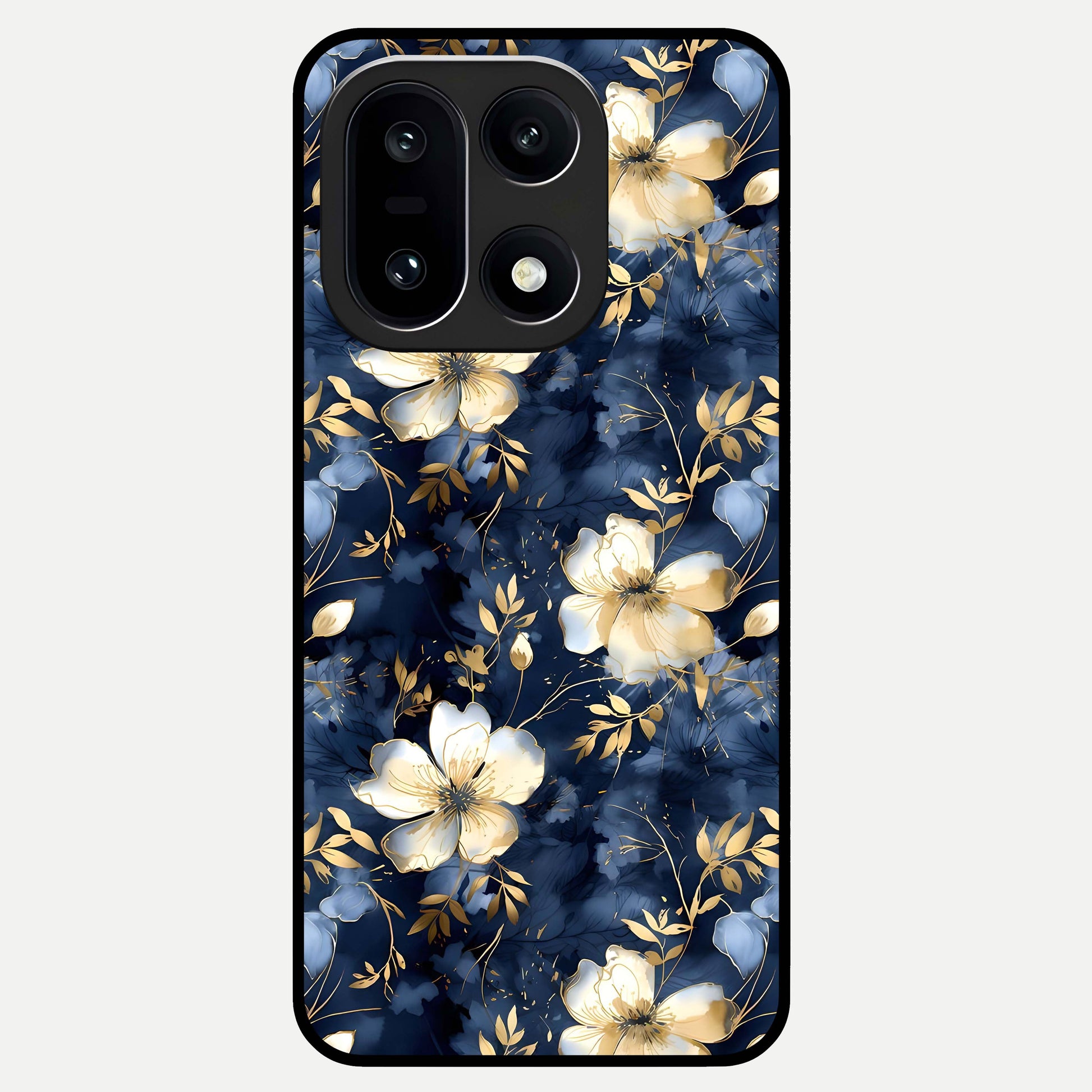  Golden Midnight Bloom Glass Case For Oneplus 15 back cover – full design glossy printed glass finish