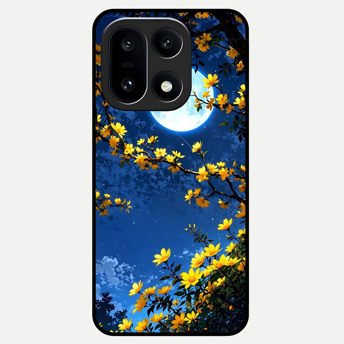  Golden Night Glow Glass Case For Oneplus 15 back cover – full design glossy printed glass finish