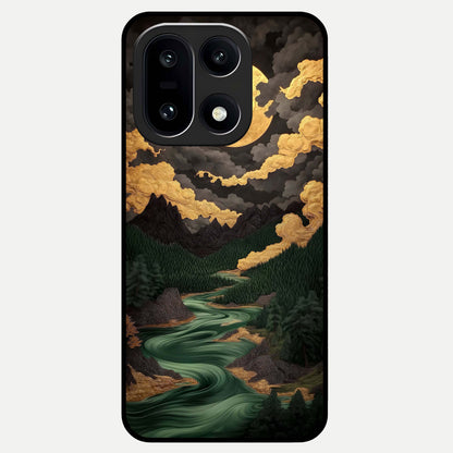  Golden River Moon Glass Case For Oneplus 15 back cover – full design glossy printed glass finish