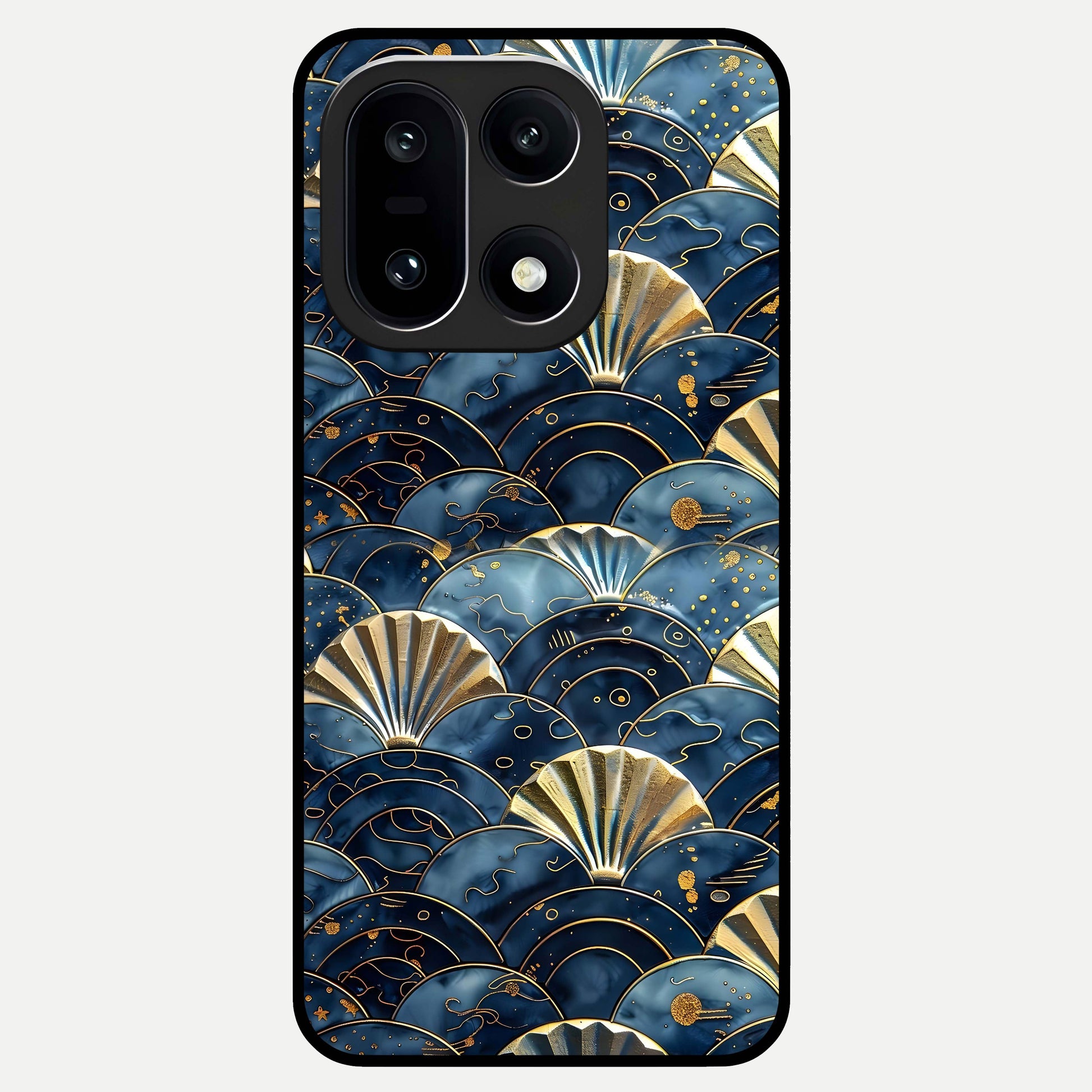  Golden Wave Luxe Glass Case For Oneplus 15 back cover – full design glossy printed glass finish