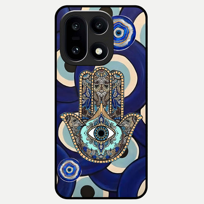  Hamsa Divine Guard Glass Case For Oneplus 15 back cover – full design glossy printed glass finish