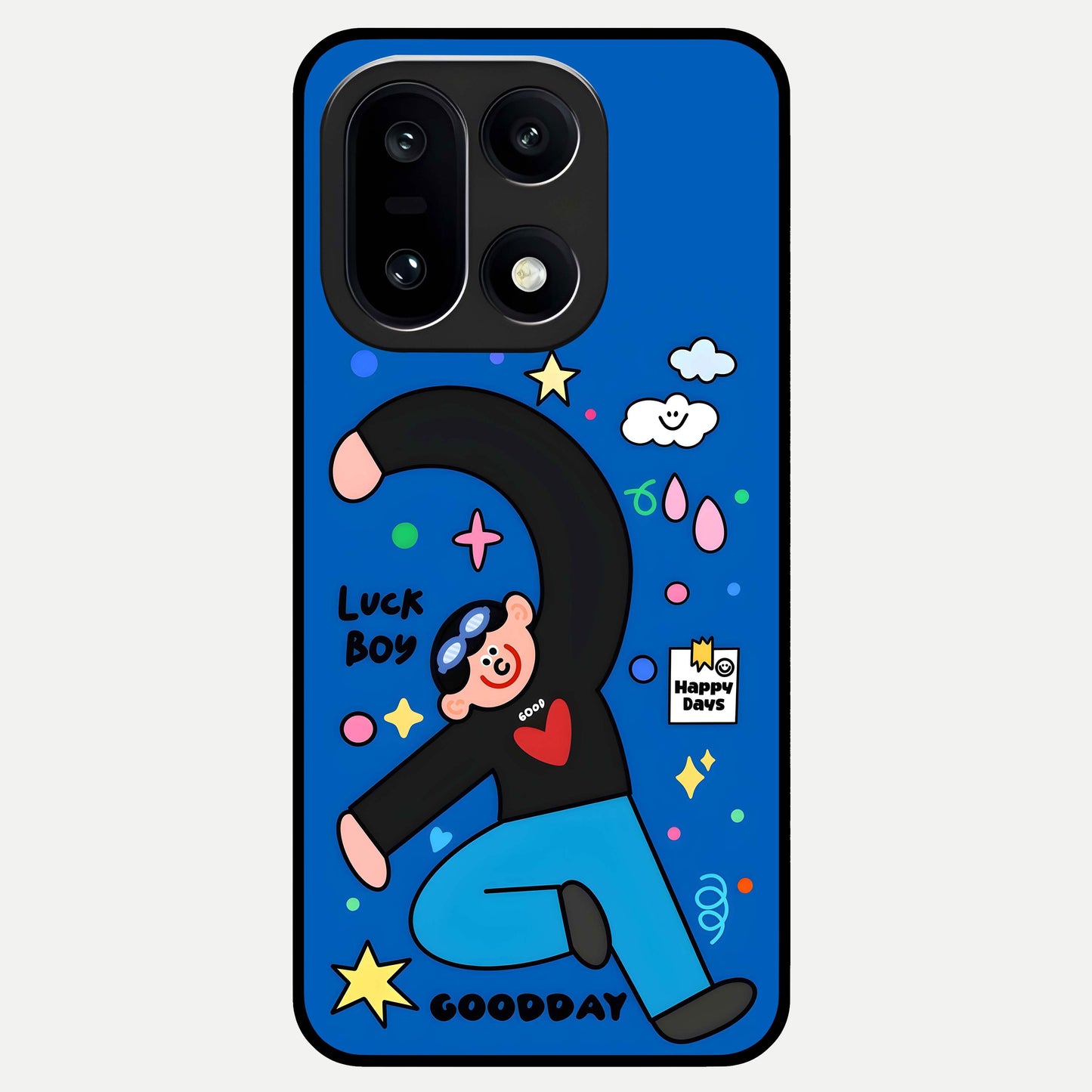 Happy Luck Vibe Glass Case For Oneplus 15 back cover – full design glossy printed glass finish