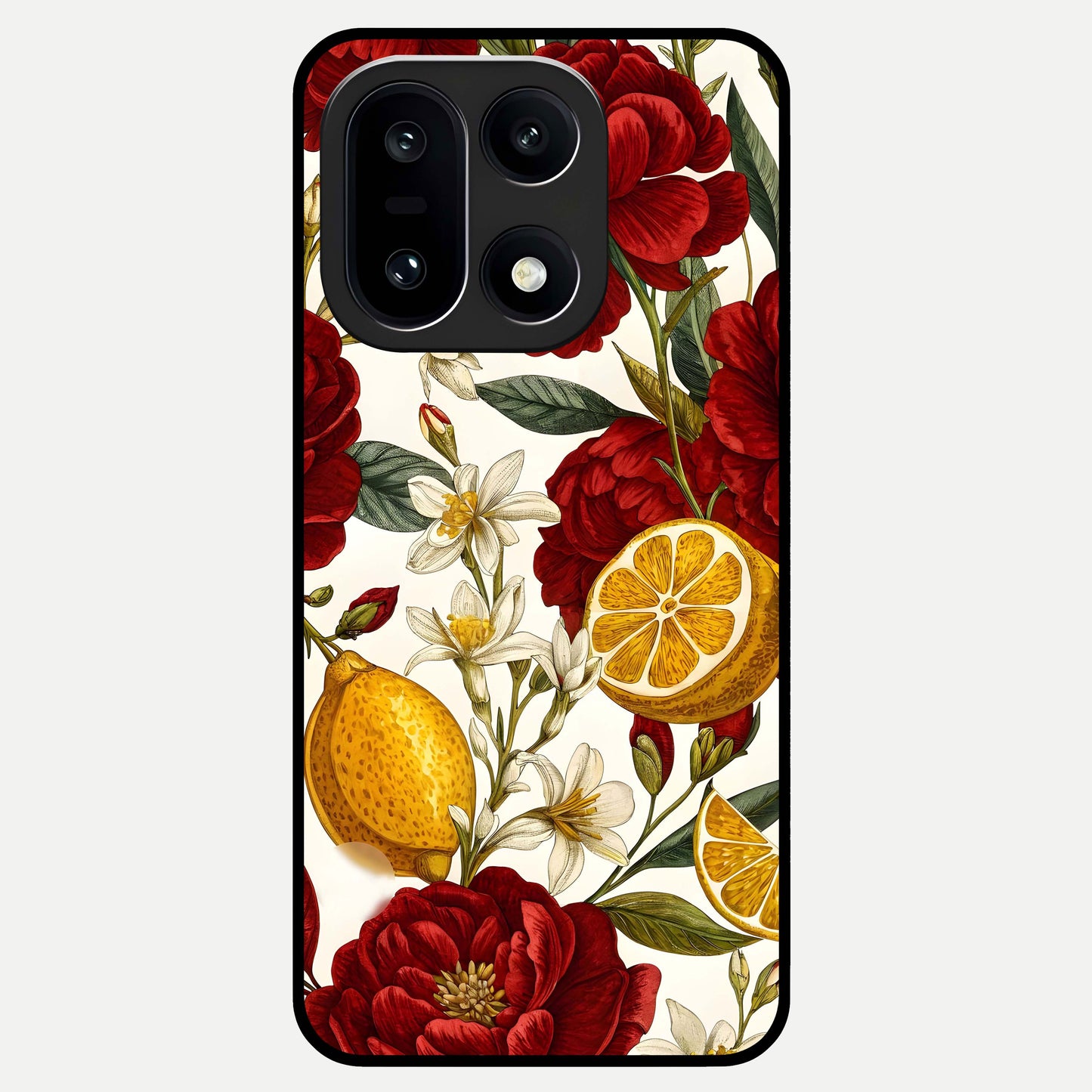  Lemon Rose Charm Glass Case For Oneplus 15 back cover – full design glossy printed glass finish