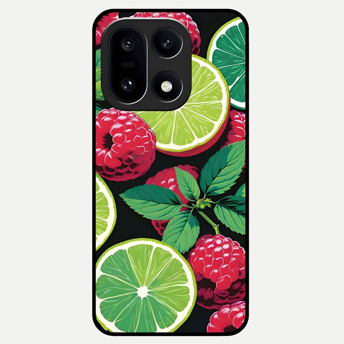 Lime and Raspberry Pattern Glass Case For Oneplus 15 back cover – full design glossy printed glass finish