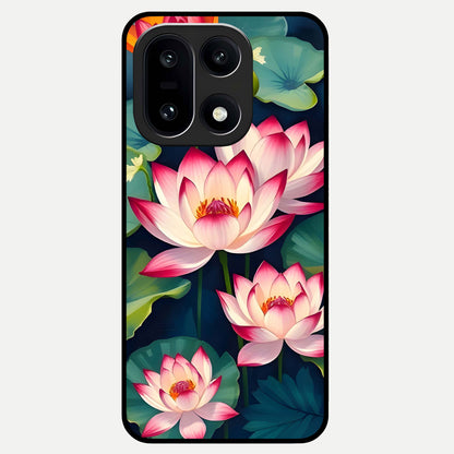  Lotus Dream Serenity Glass Case For Oneplus 15 back cover – full design glossy printed glass finish