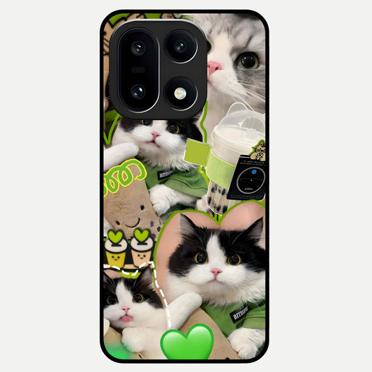  Matcha Cats Mood Glass Case For Oneplus 15 back cover – full design glossy printed glass finish