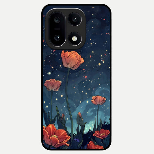  Midnight Tulip Glow Glass Case For Oneplus 15 back cover – full design glossy printed glass finish