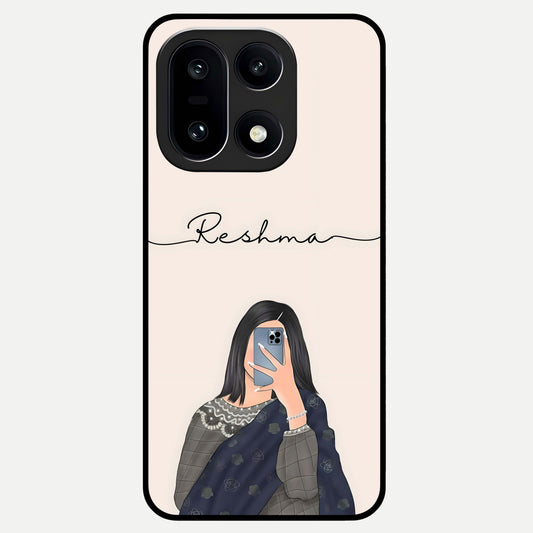  Mirror Mood Muse With Custom Name Glass Case For Oneplus 15 back cover – full design glossy printed glass finish