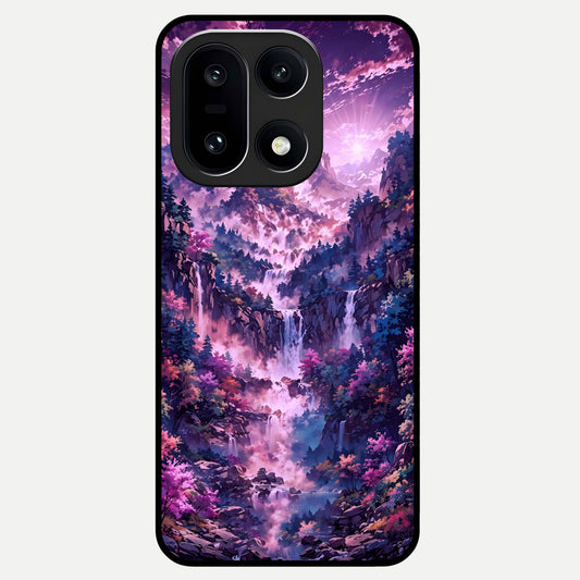 Mystic Cascade Peaks Glass Case For Oneplus 15 back cover – full design glossy printed glass finish