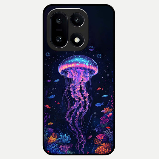  Neon Jellyfish Glass Case For Oneplus 15 back cover – full design glossy printed glass finish