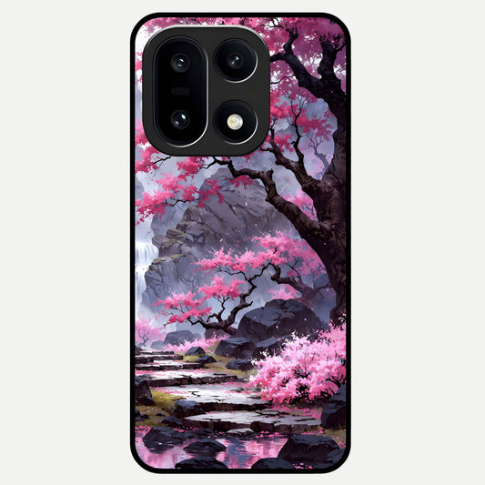  Pink Sunflower Glow Glass Case For Oneplus 15 back cover – full design glossy printed glass finish
