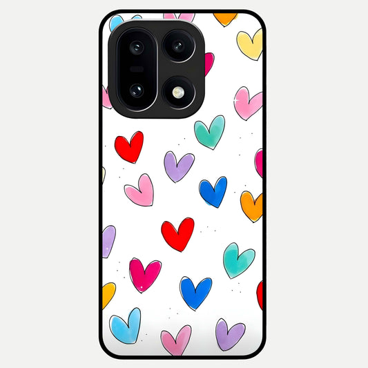  Playful Love Doodles Glass Case For Oneplus 15 back cover – full design glossy printed glass finish