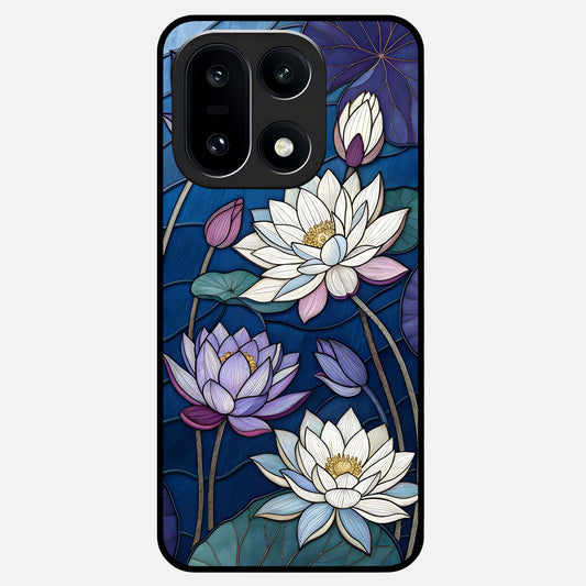  Purple Lotus Stained Glass Case For Oneplus 15 back cover – full design glossy printed glass finish