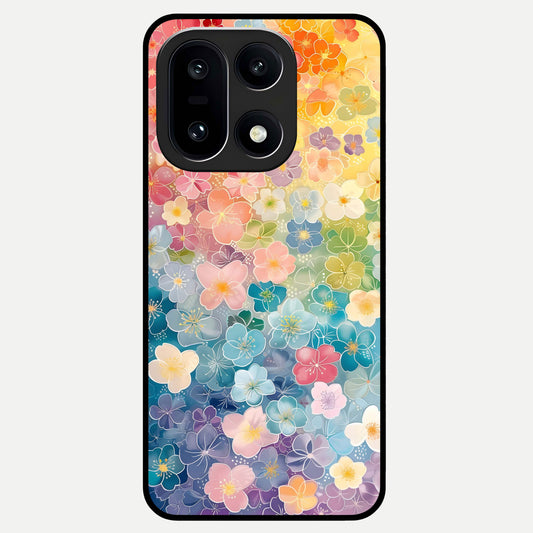  Rainbow Blossom Burst Glass Case For Oneplus 15 back cover – full design glossy printed glass finish