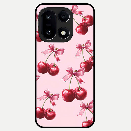  Red Cherries Pattern Glass Case For Oneplus 15 back cover – full design glossy printed glass finish