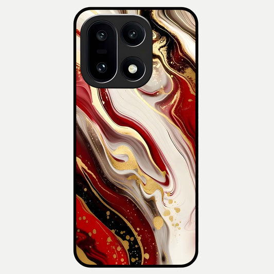  Red And White Marble Glass Case For Oneplus 15 back cover – full design glossy printed glass finish