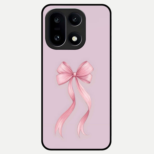  Soft Blush Bow Glass Case For Oneplus 15 back cover – full design glossy printed glass finish