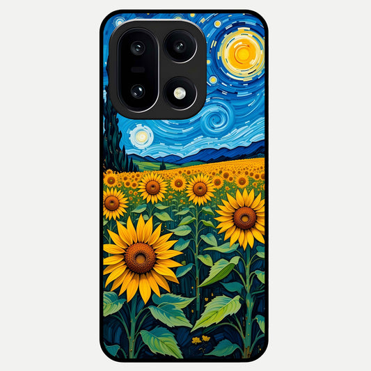  Starry Sunflower Dreams Glass Case For Oneplus 15 back cover – full design glossy printed glass finish