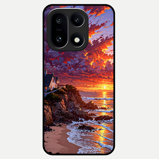  Sunset House By Sea Glass Case For Oneplus 15 back cover – full design glossy printed glass finish