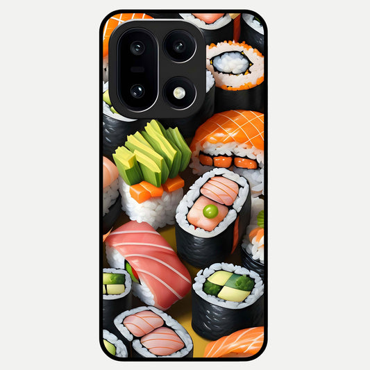  Sushi Food Pattern Glass Case For Oneplus 15 back cover – full design glossy printed glass finish