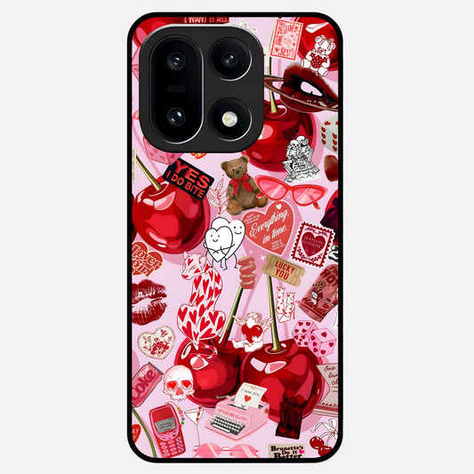  Sweet Cherry Chaos Glass Case For Oneplus 15 back cover – full design glossy printed glass finish