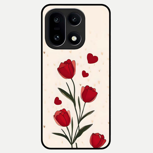  Tulip With Heart Glass Case For Oneplus 15 back cover – full design glossy printed glass finish