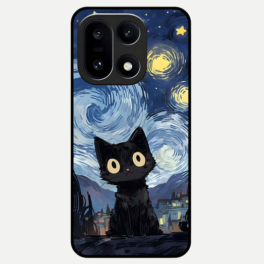  Van Gogh Cat Glass Case For Oneplus 15 back cover – full design glossy printed glass finish