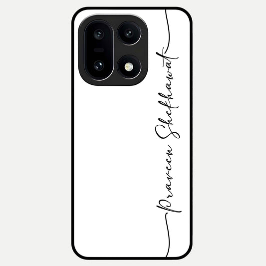 White Tune Custom Name Glass Case For Oneplus 15 back cover – personalized glossy printed glass finish