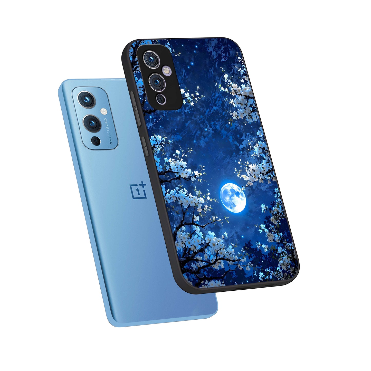Blossom Moonlight Sky Glass Case displayed upright for celestial floral visibility and premium finish.