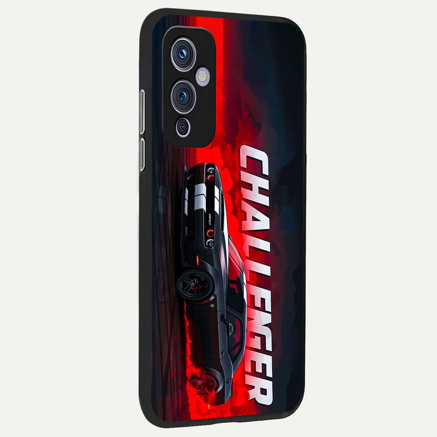 Crimson Challenger Fury Glass Case showing full back design in clean flat view with aggressive performance styling and glossy glass finish.