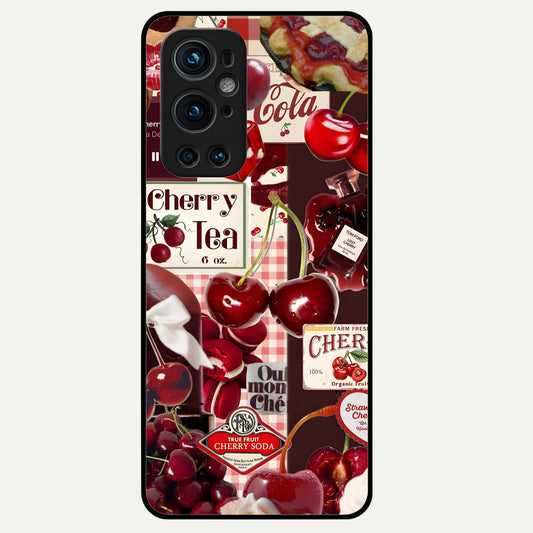  Aesthetic Cherry Tea Glass Case For OnePlus 9 Pro back cover – full design glossy printed glass finish