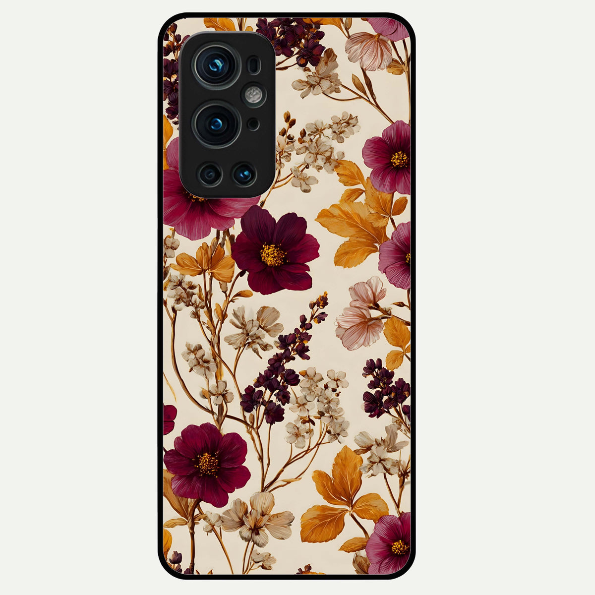  Autumn Wine Bloom Glass Case For OnePlus 9 Pro back cover – full design glossy printed glass finish