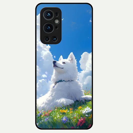  Blissful Cloud Pup Glass Case For OnePlus 9 Pro back cover – full design glossy printed glass finish
