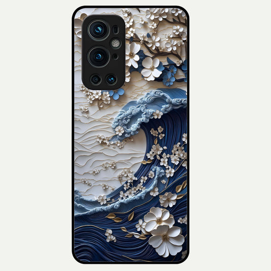  Blossom Wave Art Glass Case For OnePlus 9 Pro back cover – full design glossy printed glass finish