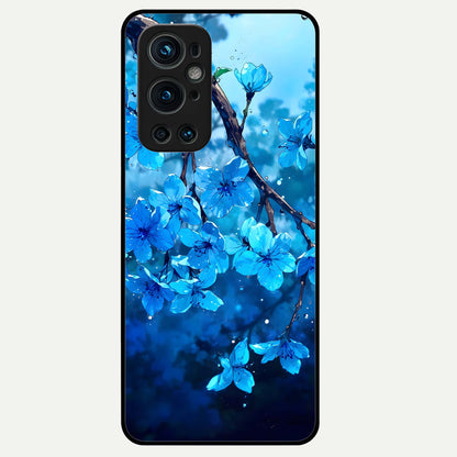  Blue Blossoms Branch Glass Case For OnePlus 9 Pro back cover – full design glossy printed glass finish