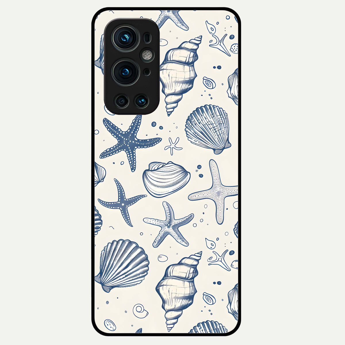  Blue Ocean Outline Glass Case For OnePlus 9 Pro back cover – full design glossy printed glass finish