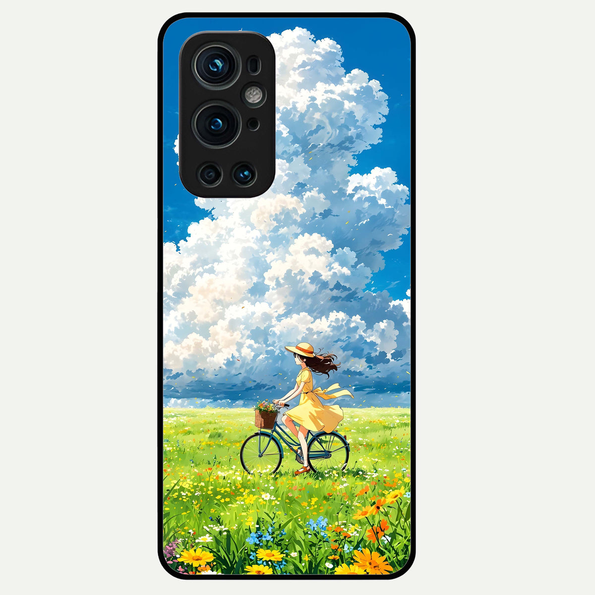  Breezy Meadow Ride Glass Case For OnePlus 9 Pro back cover – full design glossy printed glass finish