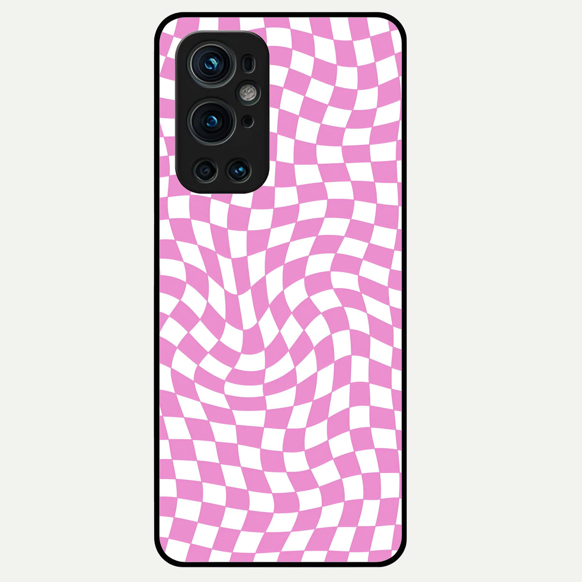  Bubblegum Check Wave Glass Case For OnePlus 9 Pro back cover – full design glossy printed glass finish