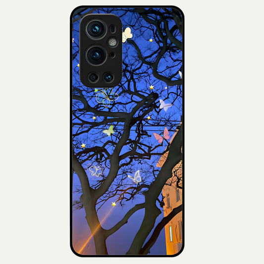  Butterfly Night Magic Glass Case For OnePlus 9 Pro back cover – full design glossy printed glass finish