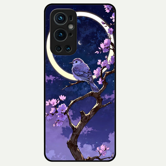  Celestial Bird Blossom Glass Case For OnePlus 9 Pro back cover – full design glossy printed glass finish