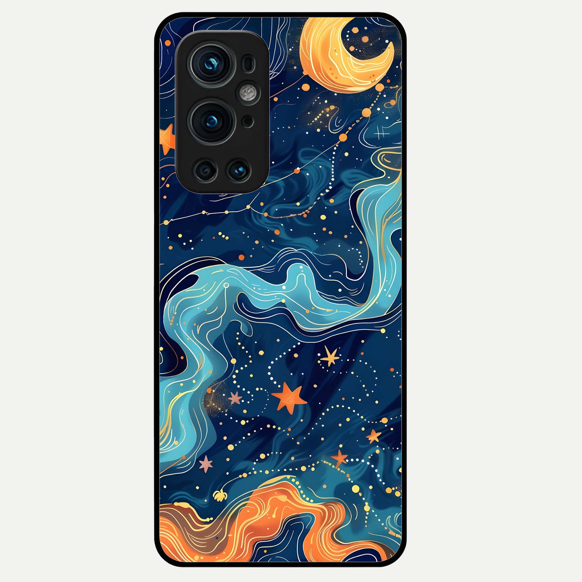  Celestial Dream Flow Glass Case For OnePlus 9 Pro back cover – full design glossy printed glass finish