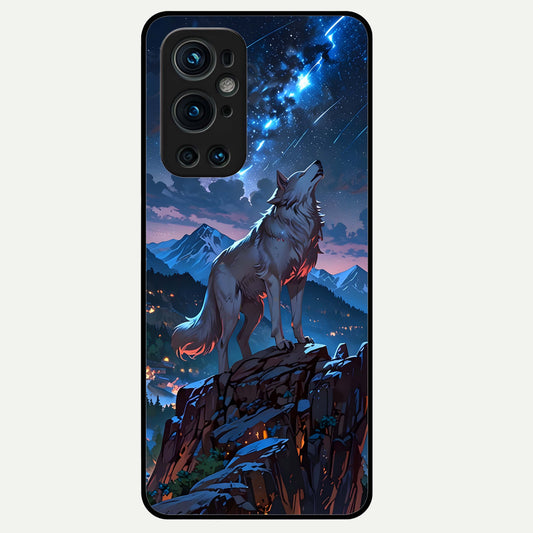  Celestial Wolf Howl Glass Case For OnePlus 9 Pro back cover – full design glossy printed glass finish
