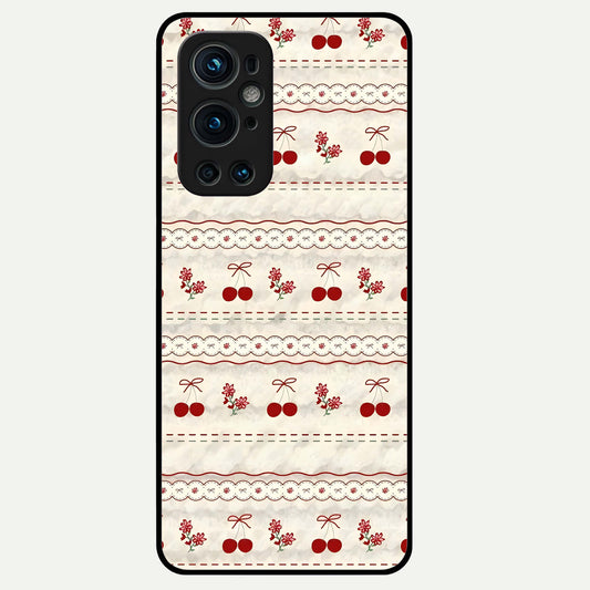  Cherry Bloom Charm Glass Case For OnePlus 9 Pro back cover – full design glossy printed glass finish