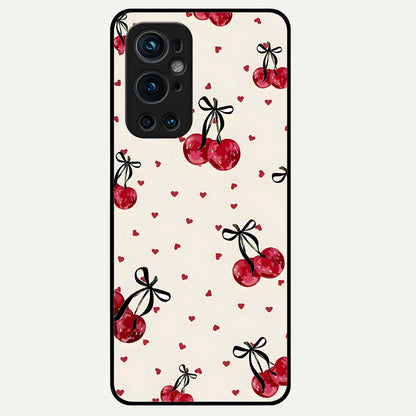  Cherry Heart Bow Glass Case For OnePlus 9 Pro back cover – full design glossy printed glass finish