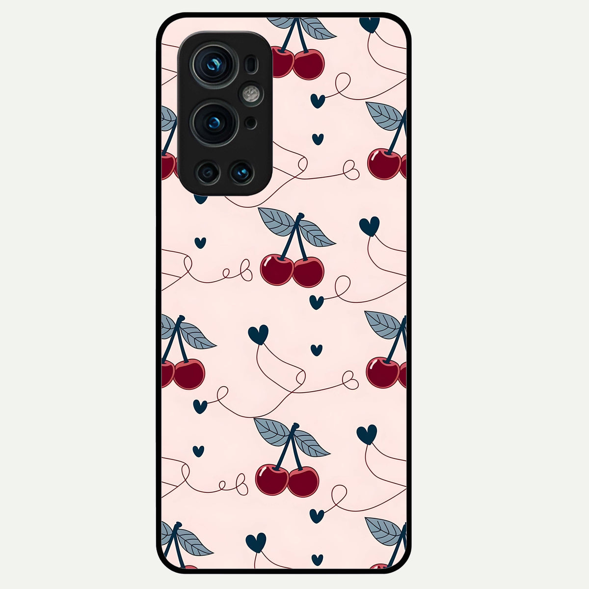  Cherry Heart Line Glass Case For OnePlus 9 Pro back cover – full design glossy printed glass finish