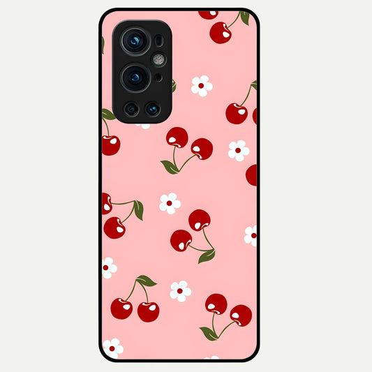  Cherry Love Mood Glass Case For OnePlus 9 Pro back cover – full design glossy printed glass finish