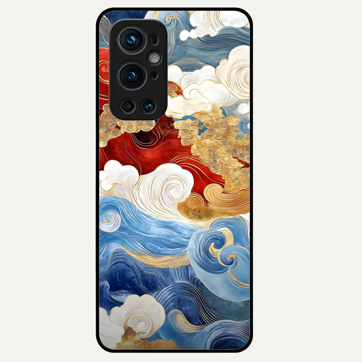  Colored Waves Glass Case For OnePlus 9 Pro back cover – full design glossy printed glass finish