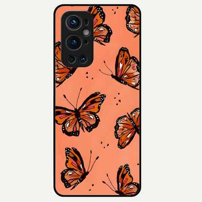  Coral Wing Butterfly Glass Case For OnePlus 9 Pro back cover – full design glossy printed glass finish