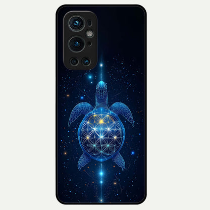  Crimson Blue Turtle Glass Case For OnePlus 9 Pro back cover – full design glossy printed glass finish