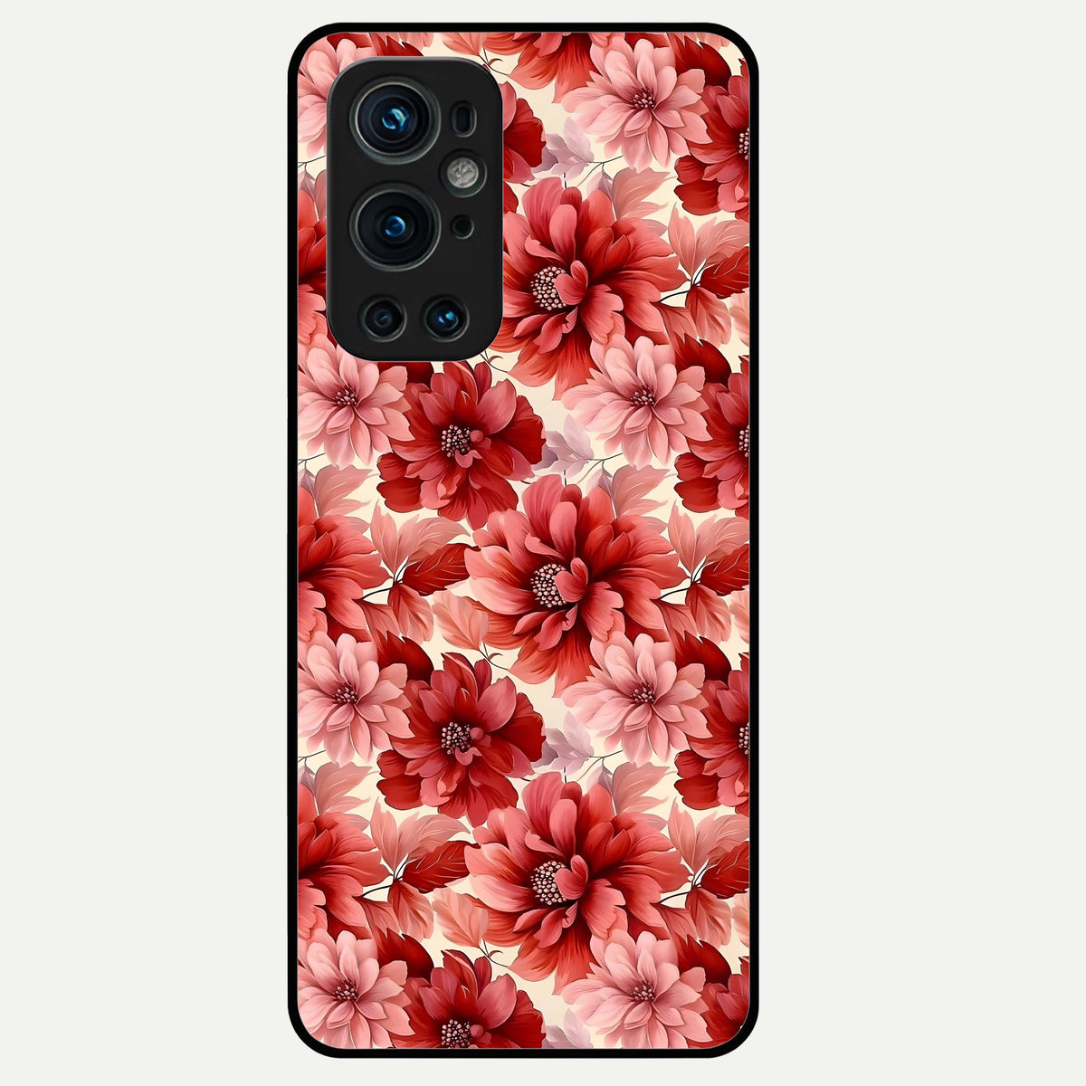  Crimson Love Petals Glass Case For OnePlus 9 Pro back cover – full design glossy printed glass finish
